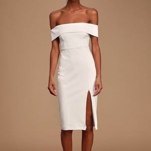 White Lulus off shoulder sheath bodycon dress NWT size M